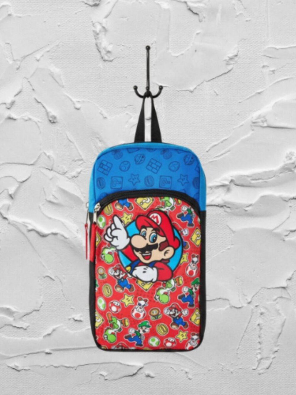 Super Mario Bros Kids Sling Bag Shoulder Backpack Red Blue NWT Small - Picture 5 of 5